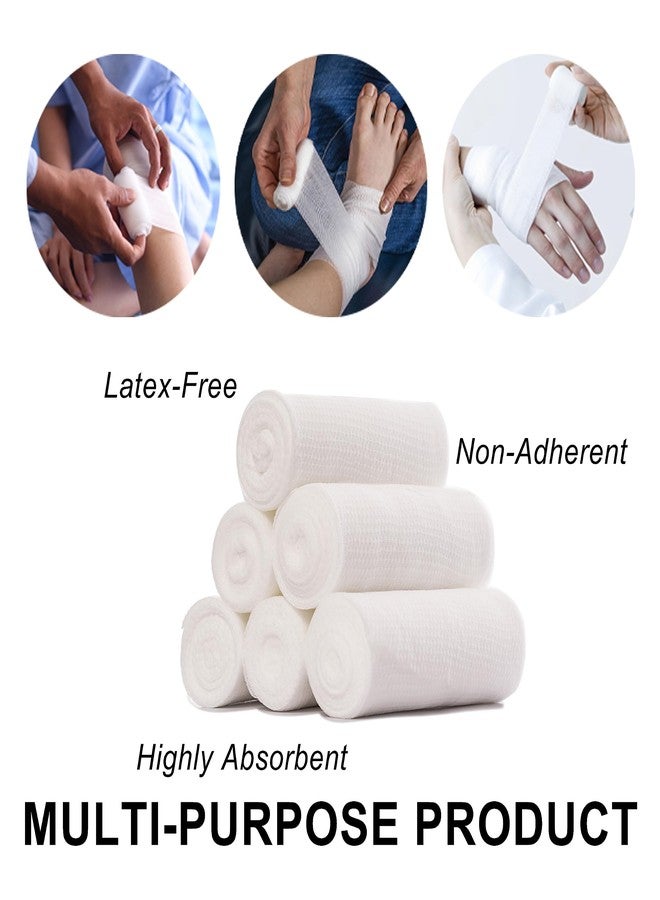 General Medi Conforming Bandage, 4” x 5 Yards Stretched, 24-Pack Gauze Bandage Rolls with Bonus Tape + Scissors, First Aid Supplies, Non-Sterile - Image 4